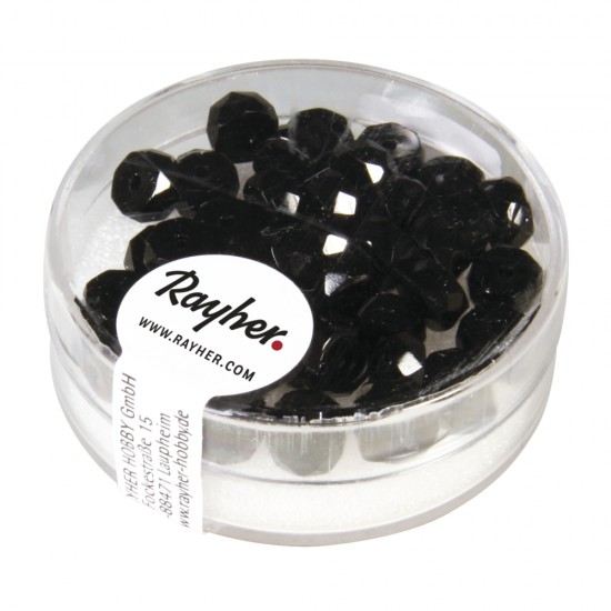 Margele Rayher din sticla round, negru, not iridescence, 6x3mm,box 40 pcs.