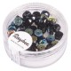 Margele Rayher din sticla round, onyx, 6x3mm,box 40 pcs.