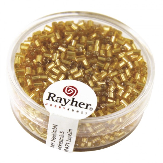 Margele Rayher din sticla, 2x2 mm, with argintiu inlet, gold, box 16 g
