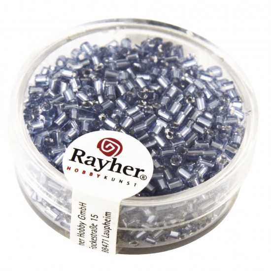 Margele Rayher din sticla, 2x2 mm, with argintiu inlet, albastru deschis, box 16 g