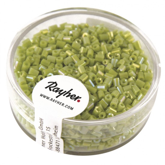Margele Rayher din sticla, 2x2 mm, opaque-lustrous, light green, box 15 g