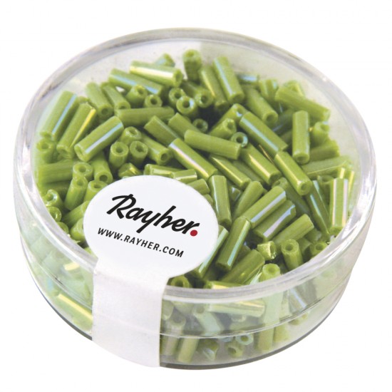 Margele Rayher din sticla, 7x2 mm, opaque-lustrous, light green, box 14 g