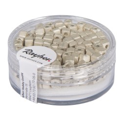 Margele cubice metalice mate, alb, 3,4 mm, box 15 g Margele cubice metalice mate, alb, 3,4 mm, box 15 g