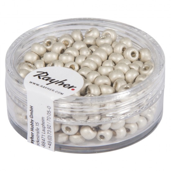 Metallic-Rocailles, matt, alb, 4 mm, box 17 g
