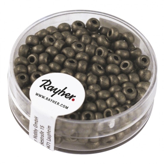 Metallic-Rocailles, matt, anthracite, 4 mm, box 17 g