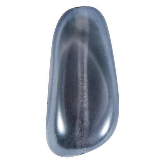 Glass pebble, longish, two-tones, denim blue, 33x19mm