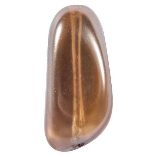 Glass pebble, longish, two-tones, topaz, 33x19mm