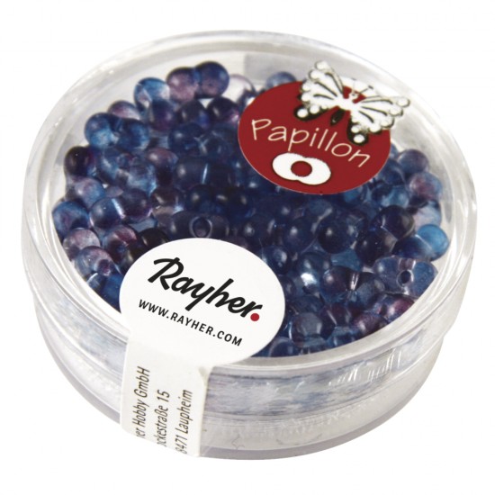 Papillon-Rocailles, 3,2x6,5 mm, Two Tone, blue purple, box 10g