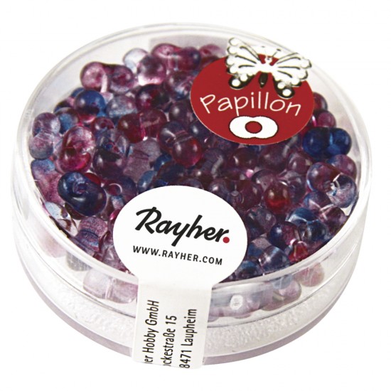 Papillon-Rocailles, 3,2x6,5 mm, Two Tone, ultramarine, box 10g