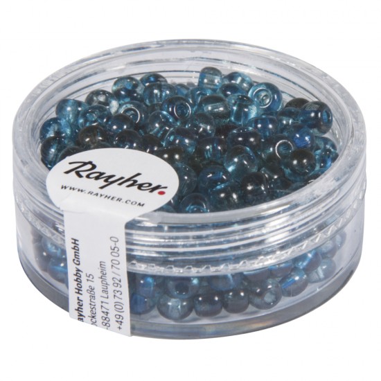 Rocailles,o 4 mm, Two Tone, greyish-blue, box 17g