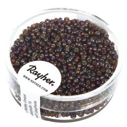 Rocailles w. argintiu inlet+Rainbow, o 2mm, purple velvet, box 17g