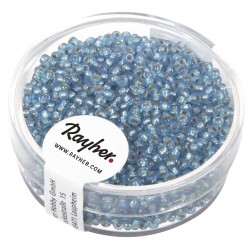 Rocailles w. argintiu inlet+Rainbow, o 2mm, azure, box 17g