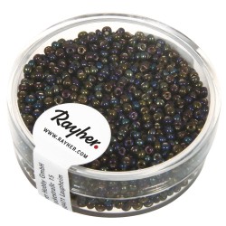 Rocailles w. argintiu inlet+Rainbow, o 2mm, artichoke, box 17g