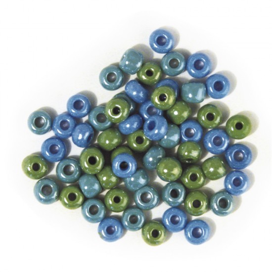 Margele din sticla cu orificiu mare,opaque,gr.-blue, o 6 mm, box 55g