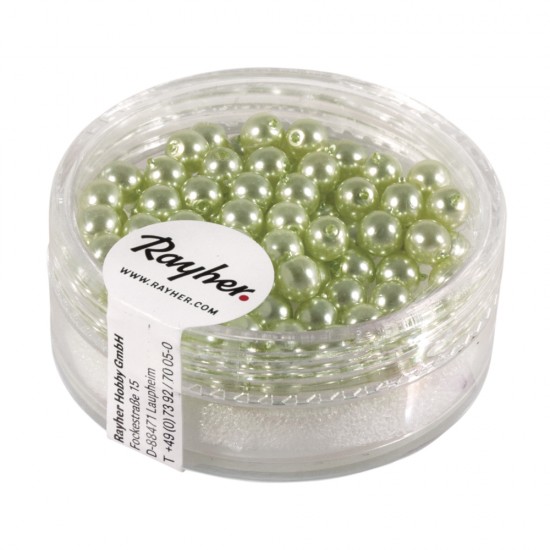 Margele de sticla renaissance, 4mm o, lime, box 85pcs