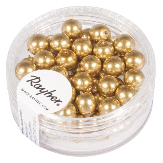 Margele de sticla renaissance, 6mm o, gold, box 45pcs