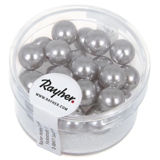 Margele de sticla renaissance, 8mm o, argintiu grey, box 25pcs