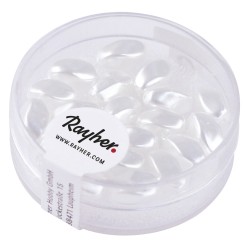 Margele in forma de maslina renaissance, snowalb, 9x6 mm, box 20 pc