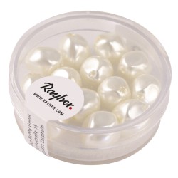 Margele renasissance, alb, 9 mm, box 13 pc