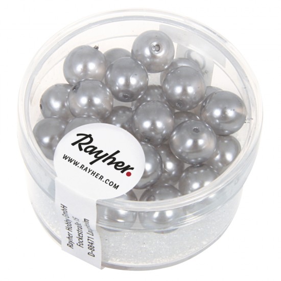 Margele de sticla renaissance,half transp., argintiu grey, 8 mm, box 25 pcs.