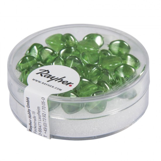 Margele triunghiulare din sticla, May-green, 7 mm, box 32 pcs.