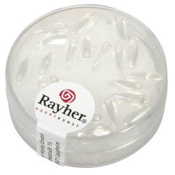 Glass bead rice grain, snowalb, 3x11 mm, box 22 pcs.