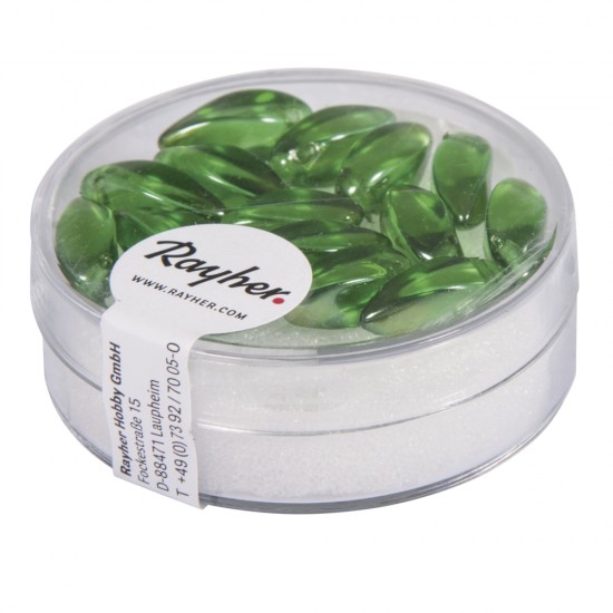 Margele din sticla in forma de picatura, May-green, 6x12 mm, box 15 pcs.
