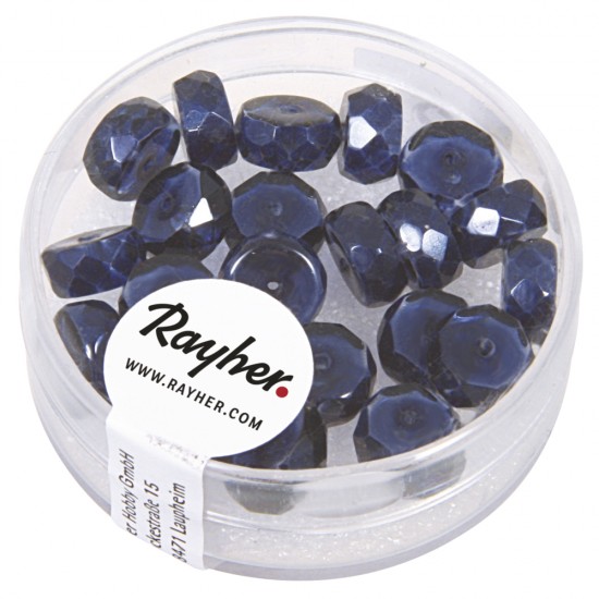 Margele din sticla rotunde, midnight blue, 4x8 mm, box 22 pcs.