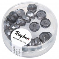 Margele din sticla rotunde, anthracite, 4x8 mm, box 22 pcs.