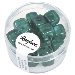 Margele cubice din sticla, Indian turquoise, 8x9 mm, box 18 pcs. Margele cubice din sticla, Indian turquoise, 8x9 mm, box 18 pcs.