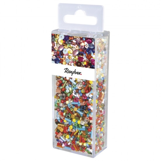 Margele de sticla various colours, tab-box 100g