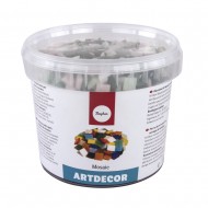 Pietre mozaic, green shades, 1x1cm, (approx.1300 pcs), bucket 1kg