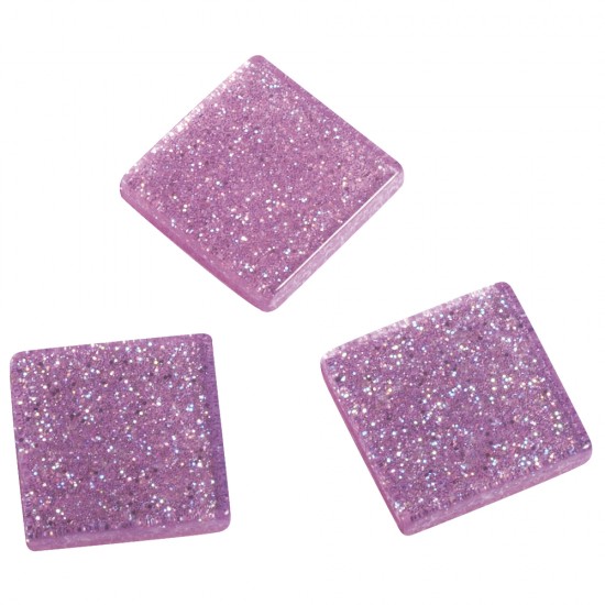 Mozaic acrilic, 1x1 cm, glitter, pale-roz, approx. 205 pc / 50 g