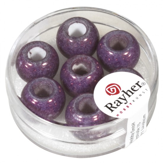 Margele de sticla cu orificiu mare  MagicFlair  12mmo, plum, hole 5mm o, opaque., bo