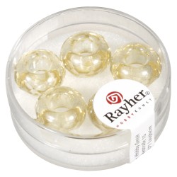 Margele Rayher din sticla cu orificiu mare  MagicFlair  , vanilla, 13mm o, hole 5mm o,