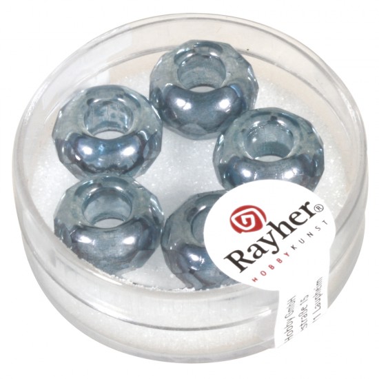 Margele Rayher din sticla cu orificiu mare  MagicFlair  , denim blue, 13mm o, hole 5mm