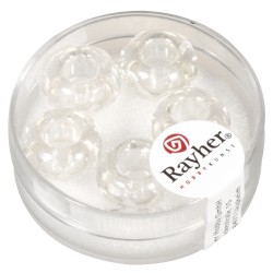 Margele Rayher din sticla cu orificiu mare  MagicFlair  , rock crystal, 13mm o, hole 5m