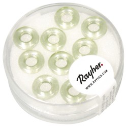 Inele din sticla cu orificiu mare Magic Flair , mint green, 9x3mm, hole 4mm o, Inele din sticla cu orificiu mare Magic Flair , mint green, 9x3mm, hole 4mm o,