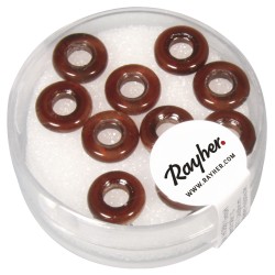 Inele din sticla cu orificiu mare Magic Flair , maro inchis, 9x3mm, hole 4mm o, Inele din sticla cu orificiu mare Magic Flair , maro inchis, 9x3mm, hole 4mm o,