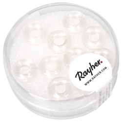 Inele din sticla cu orificiu mare Magic Flair , rock crystal, 9x3mm, hole 4mm o Inele din sticla cu orificiu mare Magic Flair , rock crystal, 9x3mm, hole 4mm o