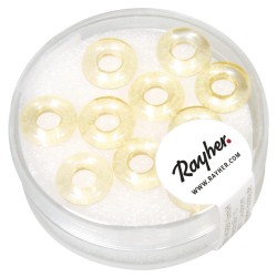 Inele din sticla cu orificiu mare Magic Flair , light topaz, 9x3mm, hole 4mm o, Inele din sticla cu orificiu mare Magic Flair , light topaz, 9x3mm, hole 4mm o,