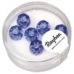 Margele Rayher din sticla cu orificiu mare  MagicFlair  , royal blue, 6x9mm, hole 3,5mm