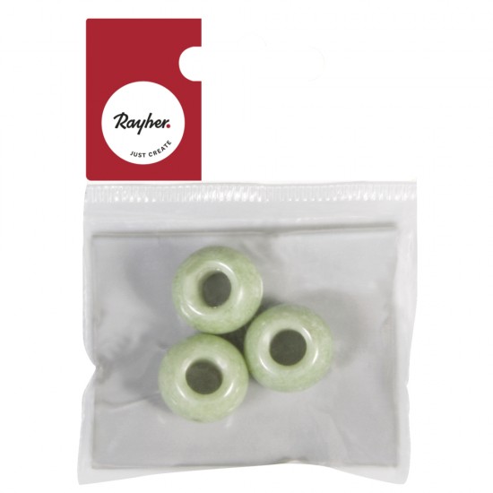 Margele din sticla cu orificiu mare  MagicFlair  , 12mm, mint green, hole 5mm o, opaqu