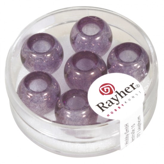 Margele din sticla cu orificiu mare  MagicFlair  , 12mm, lilac, hole 5mm o, transparen