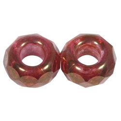 Margele Rayher din sticla cu orificiu mare  MagicFlair  , classical rosu, 13mm o, hole 5