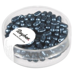 Rocailles with double hole waxed, petrol, 3x5mm, box 12g Rocailles with double hole waxed, petrol, 3x5mm, box 12g