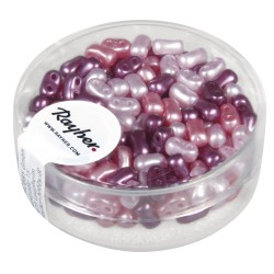 Rocailles with double hole mix waxed, purple, 3x5mm, box 12g Rocailles with double hole mix waxed, purple, 3x5mm, box 12g