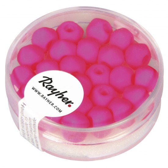 Glass pentagon bead   Neons  , 7mm o, neon roz, box 25