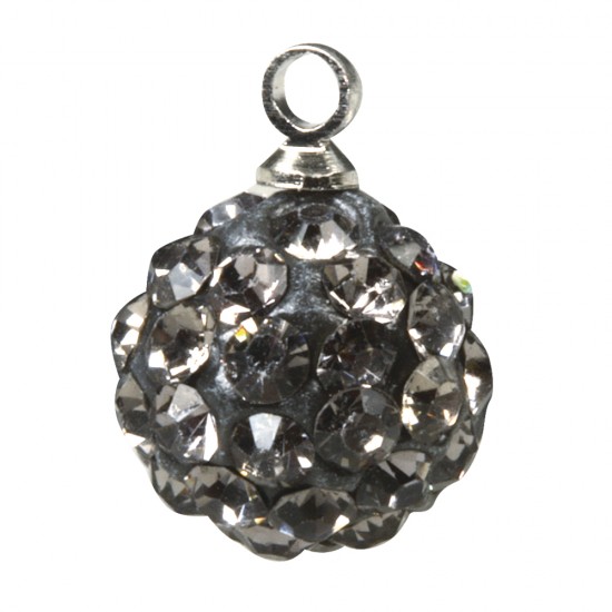 Margele Shamballa with hanger, 10mm o, anthracite, bag 1pc