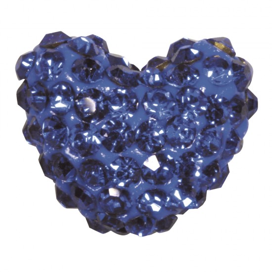 Margele Shamballa Heart, royal blue, 1.6x1.2cm, bag 1pc